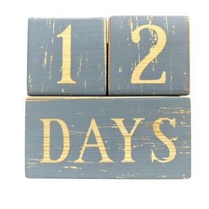 Rustic, DistressedBlue Grey Baby Age/Countdown Wood Blocks